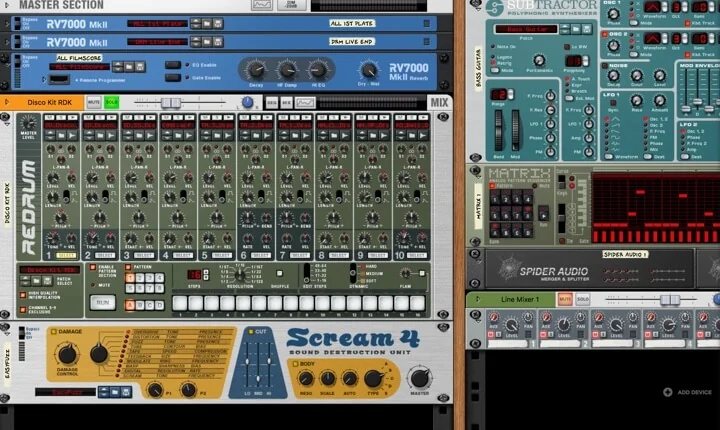 Visual published with the cited source for this record: Reason's 2000 rack held instruments, not audio, at first