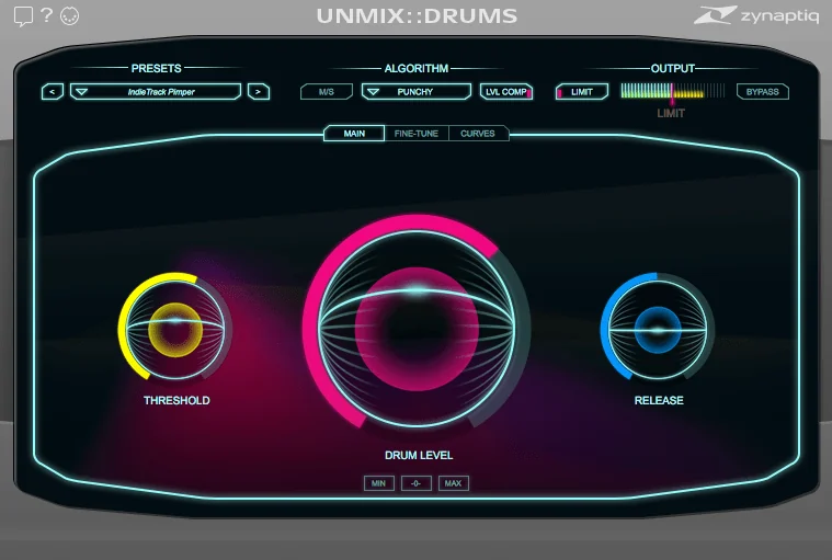 Visual published with the cited source for this record: Unmix Drums treats a kit as one fader, not four voices